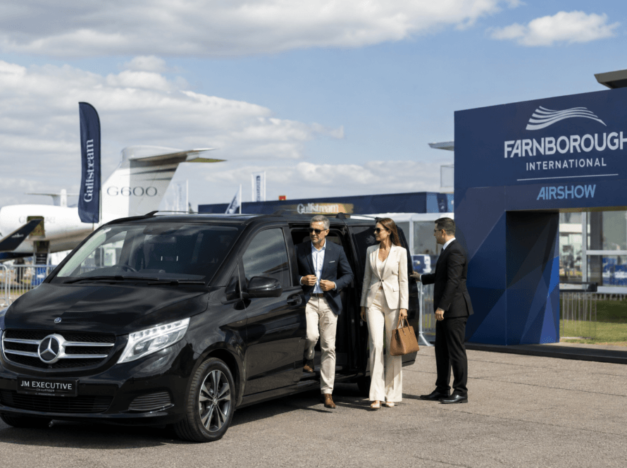 Luxury Mercedes V-Class chauffeur service at Farnborough International Airshow