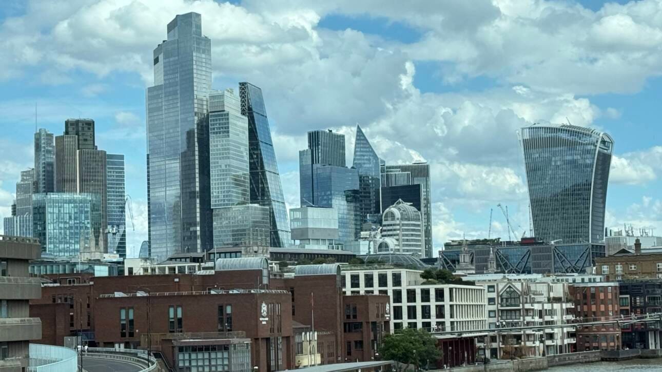 London City skyline and River Thames on a private chauffeur sightseeing tour