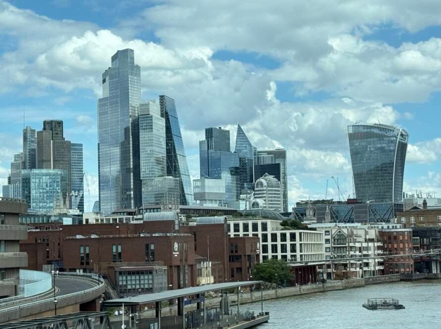 London City skyline and River Thames on a private chauffeur sightseeing tour