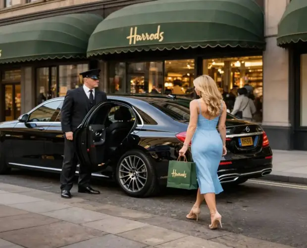 mercedes S Class next to the Harrods